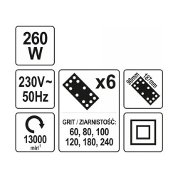 YATO Rezgőcsiszoló 90 x 187 mm 260 W (YT-82230)