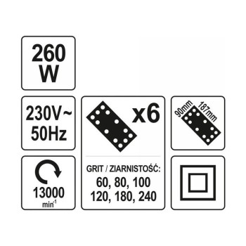 YATO Rezgőcsiszoló 90 x 187 mm 260 W (YT-82230)