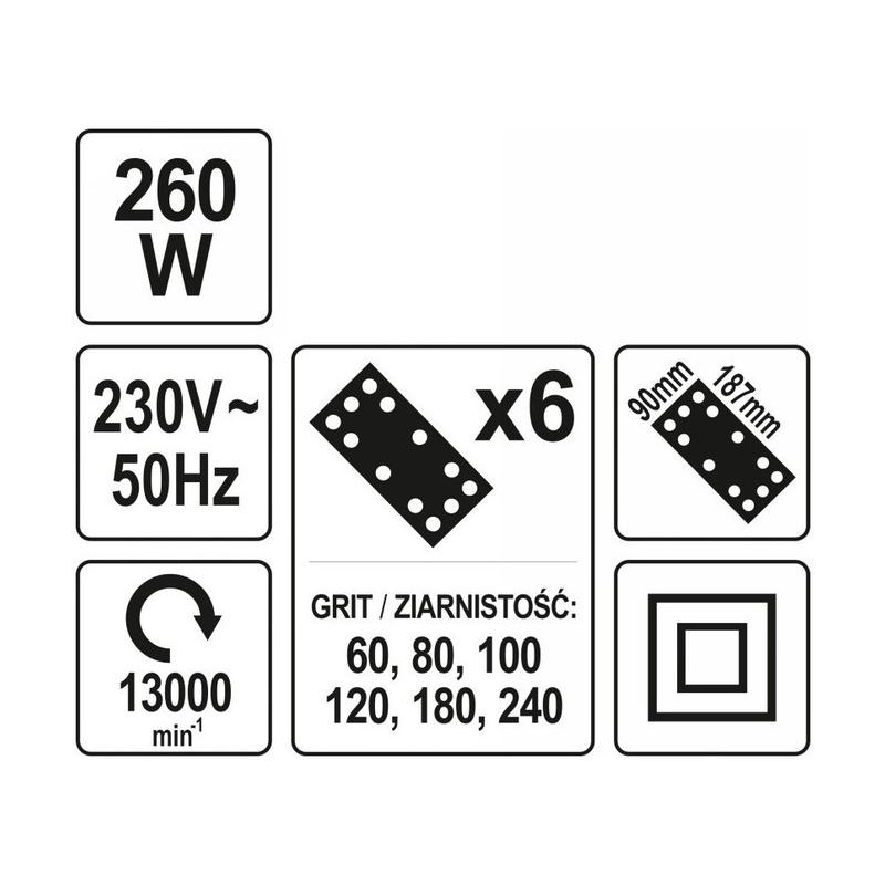 YATO Rezgőcsiszoló 90 x 187 mm 260 W (YT-82230)