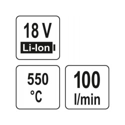 YATO Akkus hőlégfúvó 550 °C 18 V Li-Ion (akku + töltő nélkül) (YT-82285) YATO Akkus hőlégfúvó 550 °C 18 V Li-Ion (akku + töltő nélkül) (YT-82285)