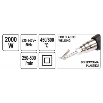YATO Hőlégfúvó tartozékokkal 450 - 600 °C 2000 W (YT-82294)
