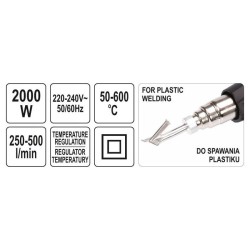 YATO Hőlégfúvó tartozékokkal 50 - 600 °C 2000 W (YT-82295)