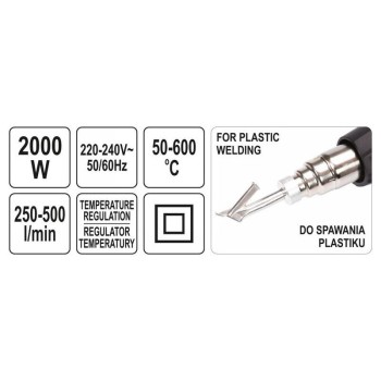 YATO Hőlégfúvó tartozékokkal 50 - 600 °C 2000 W (YT-82295)
