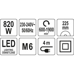 YATO Falcsiszoló zsiráf beépített porszívóval és LED lámpával 820 W (YT-82355) YATO Falcsiszoló zsiráf beépített porszívóval és LED lámpával 820 W (YT-82355)