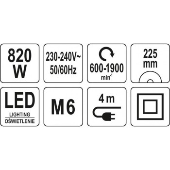 YATO Falcsiszoló zsiráf beépített porszívóval és LED lámpával 820 W (YT-82355)