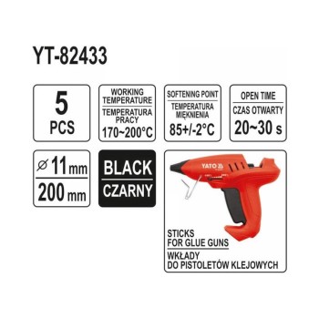 YATO Ragasztópatron fekete 11 x 200 mm (5 db/cs) (YT-82433)