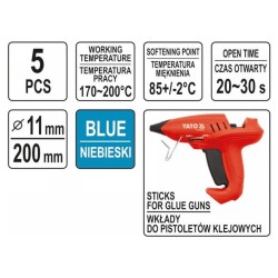 YATO Ragasztópatron kék 11 x 200 mm (5 db/cs) (YT-82435)