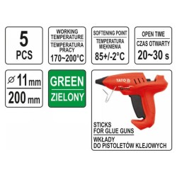YATO Ragasztópatron zöld 11 x 200 mm (5 db/cs) (YT-82436)