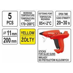 YATO Ragasztópatron citromsárga 11 x 200 mm (5 db/cs) (YT-82437)