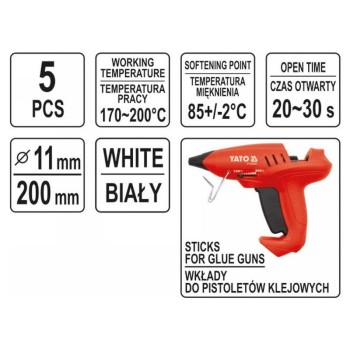 YATO Ragasztópatron fehér 11 x 200 mm (5 db/cs) (YT-82438)