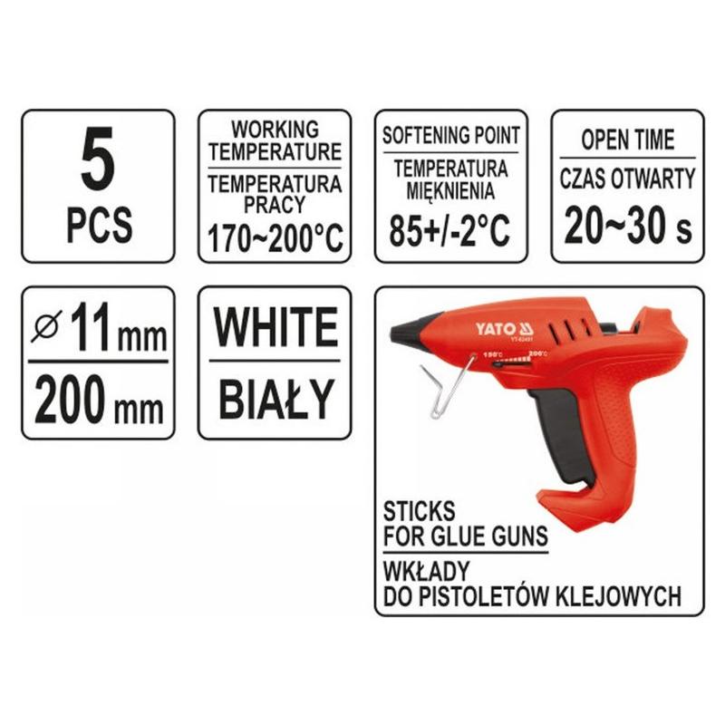 YATO Ragasztópatron fehér 11 x 200 mm (5 db/cs) (YT-82438)