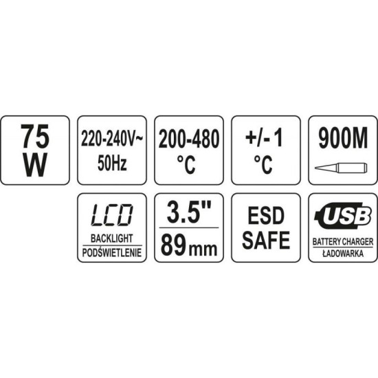 YATO Forrasztóállomás LCD kijelző 75 W (YT-82456) YATO Forrasztóállomás LCD kijelző 75 W (YT-82456)