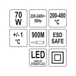 YATO Forrasztóállomás LED kijelző 70 W (YT-82459) YATO Forrasztóállomás LED kijelző 70 W (YT-82459)