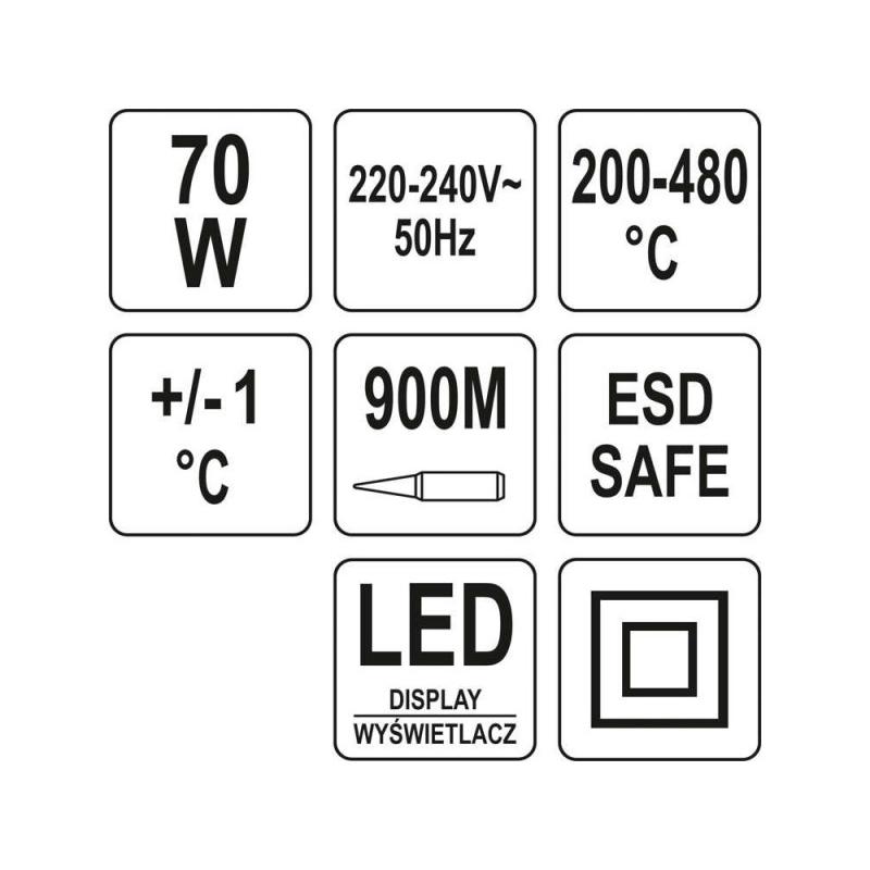 YATO Forrasztóállomás LED kijelző 70 W (YT-82459) YATO Forrasztóállomás LED kijelző 70 W (YT-82459)