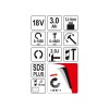 YATO Akkus kombikalapács SDS-Plus 2,0 J 18 V Li-Ion (1 x 3,0 Ah akku + töltő) (YT-82770)