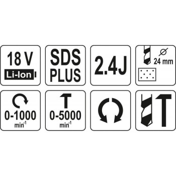 YATO Akkus kombikalapács SDS-Plus 2,4 J 18 V Li-Ion (akku + töltő nélkül) (YT-82772) YATO Akkus kombikalapács SDS-Plus 2,4 J 18 V Li-Ion (akku + töltő nélkül) (YT-82772)