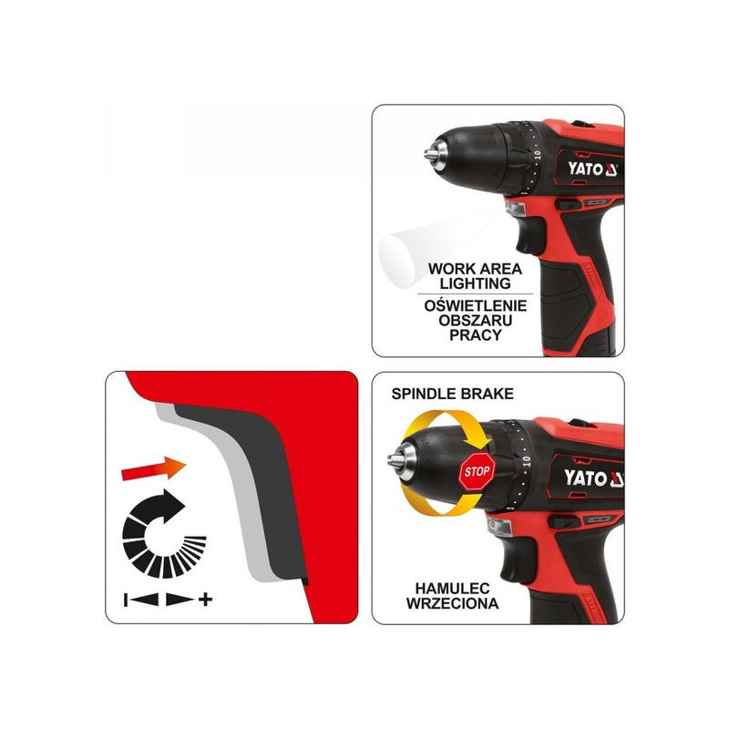 YATO Akkus fúrócsavarozó 30 Nm 12 V Li-Ion (1 x 2,0 Ah akku + töltő) (YT-82901)