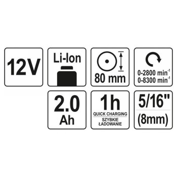 YATO Akkus polírozó 80 mm 12 V Li-Ion (1 x 2,0 Ah akku + töltő) (YT-82903) YATO Akkus polírozó 80 mm 12 V Li-Ion (1 x 2,0 Ah akku + töltő) (YT-82903)