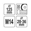 YATO YT-82986 sarokcsiszoló porelszívó adapter fa vágáshoz – 125 mm