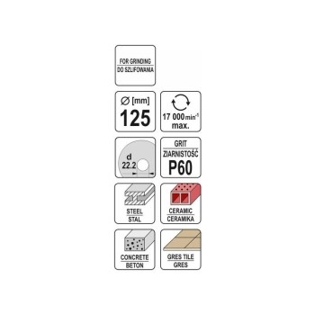 YATO Univerzális csiszolókorong 125 x 22,2 mm / P60 (YT-83264)