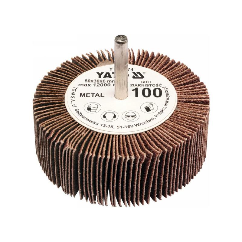YATO Csapos lamellás csiszolókorong 80 x 30 x 6 mm / P100 (YT-83374)