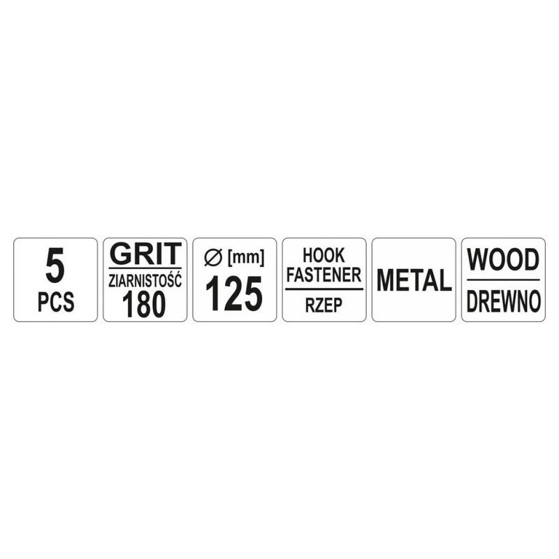 YATO Tépőzáras fíbertárcsa 125 mm / P180 (5 db/cs) (YT-83437)