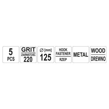 YATO Tépőzáras fíbertárcsa 125 mm / P220 (5 db/cs) (YT-83438)