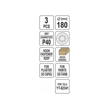 YATO Tépőzáras fíbertárcsa 180 mm / P40 (3 db/cs) (YT-83460)