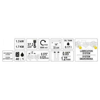 YATO Benzines láncfűrész 37,2 cm3 0,17 l (YT-84895) YATO Benzines láncfűrész 37,2 cm3 0,17 l (YT-84895)