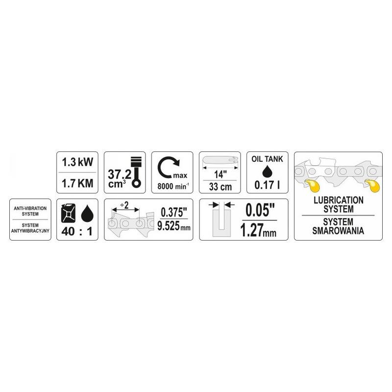 YATO Benzines láncfűrész 37,2 cm3 0,17 l (YT-84895)
