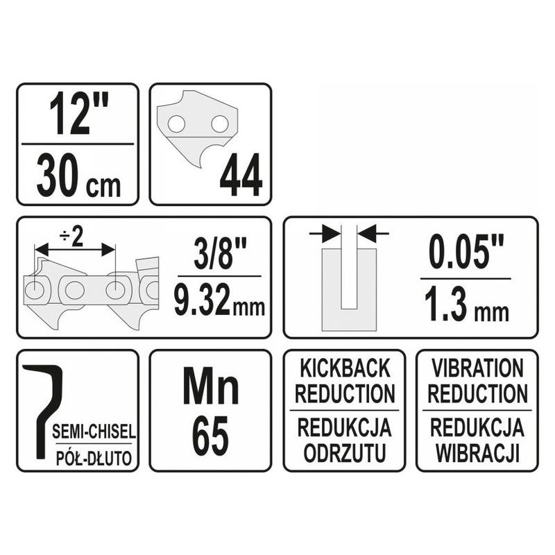 YATO Láncfűrész lánc 12' 3/8' 1,3 mm 44 szem (YT-84949)