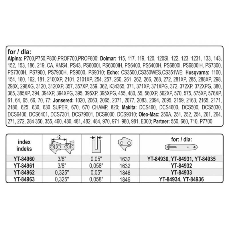 YATO Láncfűrész lánc tekercs 3/8' 1,5 mm 1632 szem (YT-84961)
