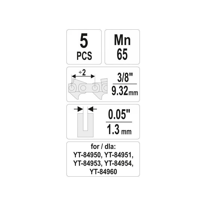 YATO Láncfűrész láncszem 3/8' 1,3 mm (5 db/cs) (YT-84977)