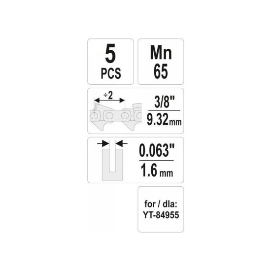 YATO Láncfűrész láncszem 3/8' 1,6 mm (5 db/cs) (YT-84978)