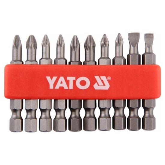 YATO Bithegy készlet 10 részes 50 mm (5-6 mm-PH1-PH2-PZ1-PZ2) (YT-0483)