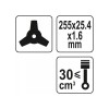 YATO Fűkasza kés háromágú 255 x 25,4 x 1,6 mm (YT-85155)