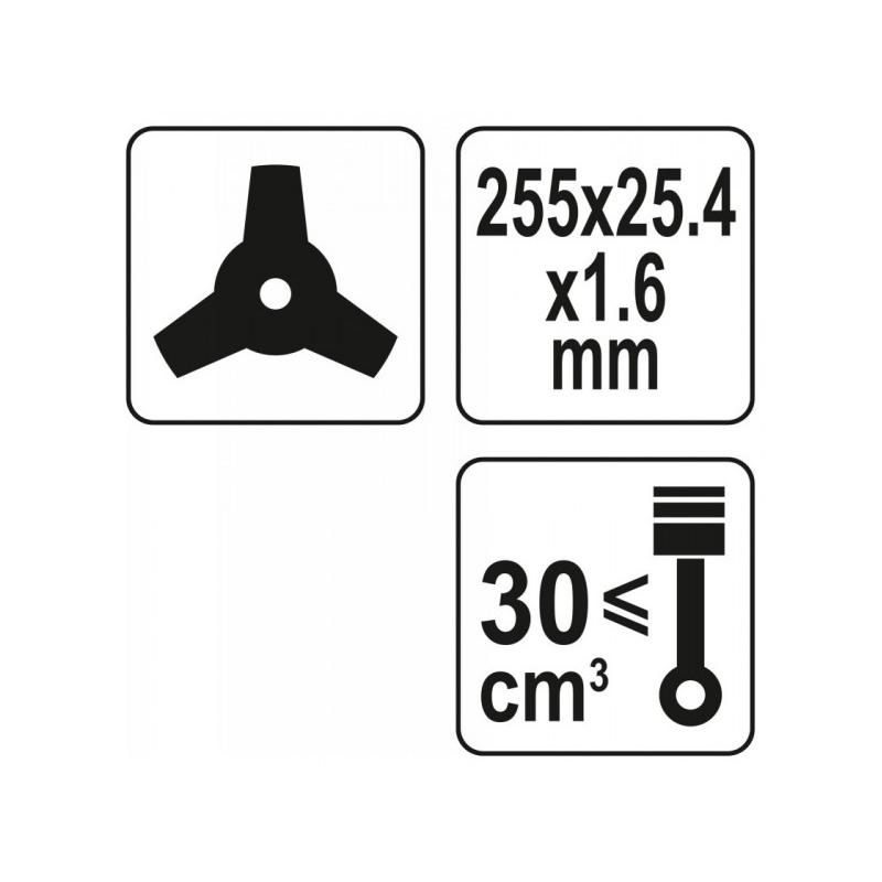 YATO Fűkasza kés háromágú 255 x 25,4 x 1,6 mm (YT-85155)
