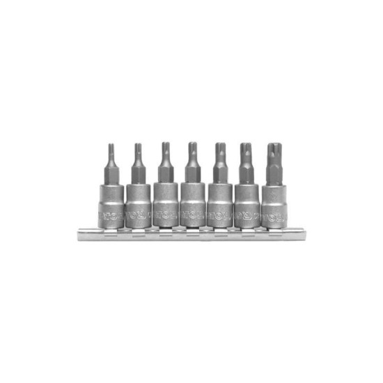 YATO Bit dugókulcs készlet 7 részes lyukas 5-ágú Torx 1/4' T10-T40 CrV (YT-0461)