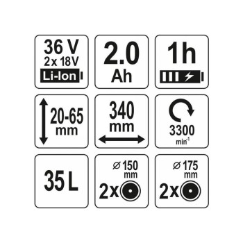 YATO Akkus fűnyíró 340 mm 2 x 18 V (2 x 2,0 Ah akku + töltő) (YT-85220) YATO Akkus fűnyíró 340 mm 2 x 18 V (2 x 2,0 Ah akku + töltő) (YT-85220)