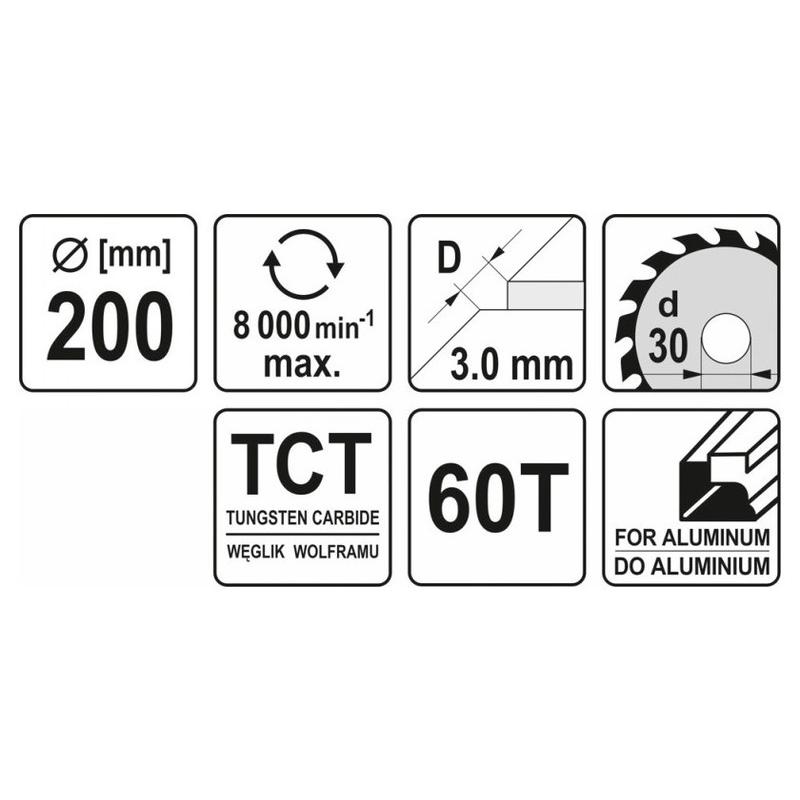 YATO Fűrésztárcsa alumíniumhoz 200 x 30 x 1,5 mm / 60T (YT-6091)