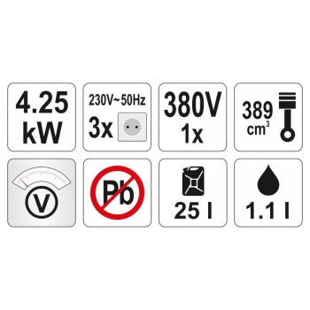 YATO Áramfejlesztő 5500 W 389 cm3 (YT-85460) YATO Áramfejlesztő 5500 W 389 cm3 (YT-85460)