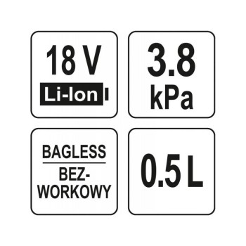 YATO Akkus porszívó tartozékokkal 18 V Li-Ion (akku + töltő nélkül) (YT-85680) YATO Akkus porszívó tartozékokkal 18 V Li-Ion (akku + töltő nélkül) (YT-85680)