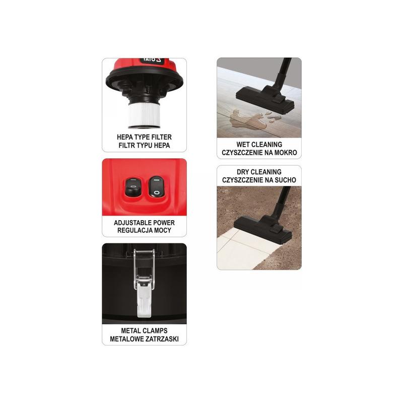 YATO Ipari porszívó 70 liter 2400W (YT-85710) YATO Ipari porszívó 70 liter 2400W (YT-85710)