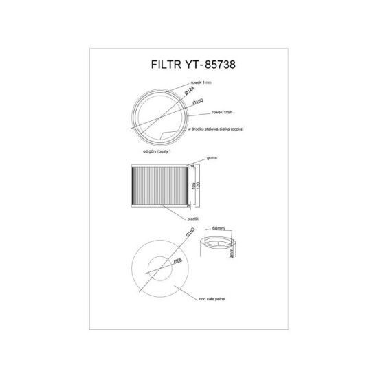 YATO HEPA szűrő YT-85700, YT-85701 porszívókhoz (YT-85738)