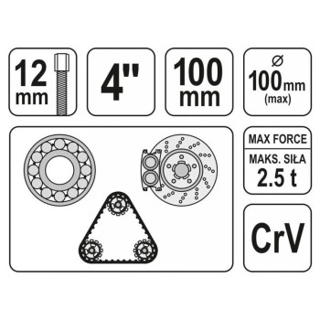 YATO Csapágylehúzó 3 körmös 100 mm CrV (YT-2520) YATO Csapágylehúzó 3 körmös 100 mm CrV (YT-2520)