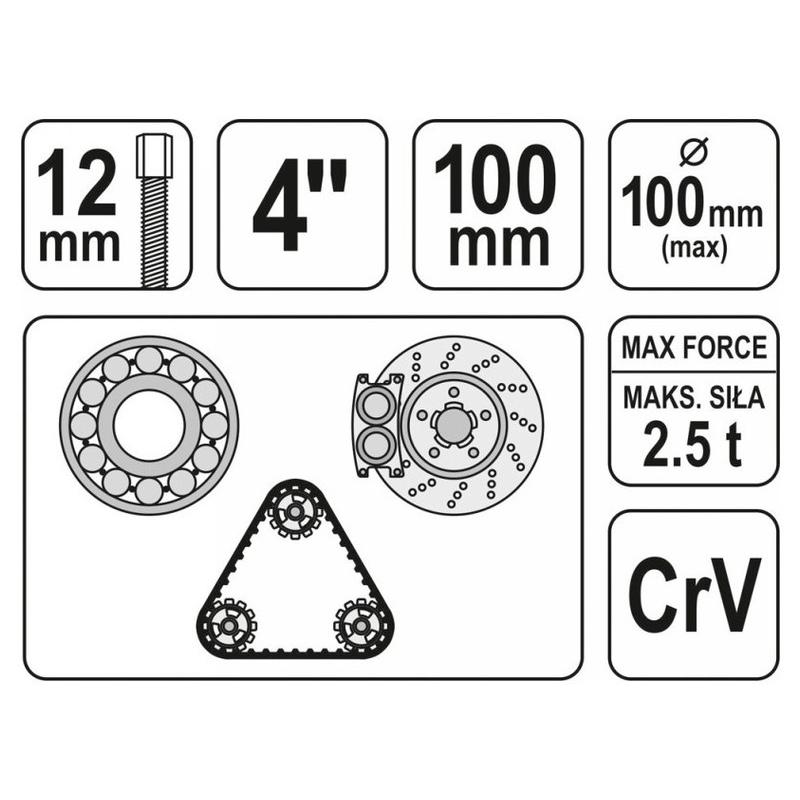 YATO Csapágylehúzó 3 körmös 100 mm CrV (YT-2520) YATO Csapágylehúzó 3 körmös 100 mm CrV (YT-2520)