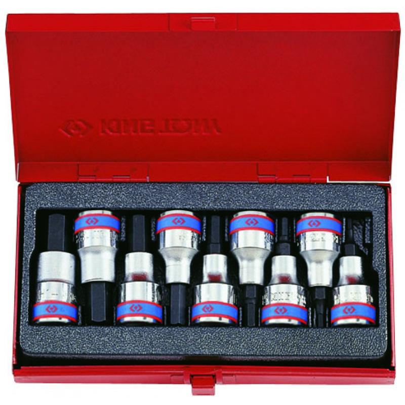 Rátűzőkulcs - crowa+bit készlet 1/2'' imbusz 3-14 mm 9 db-os King T.