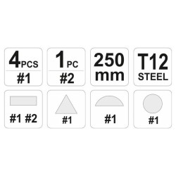 YATO Reszelő készlet 5 részes 250 mm / #1 durva (YT-6238)