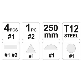 YATO Reszelő készlet 5 részes 250 mm / #1 durva (YT-6238) YATO Reszelő készlet 5 részes 250 mm / #1 durva (YT-6238)