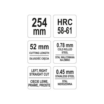 YATO Lemezvágó olló 250 mm PVC bevonatú nyél (YT-1924)